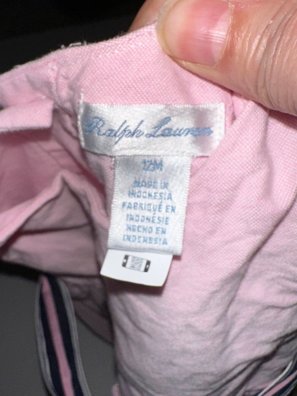 RALPH LAUREN PINK DRESS 12M short sleeve ribbon belt oxford fabric - Picture 3 of 5